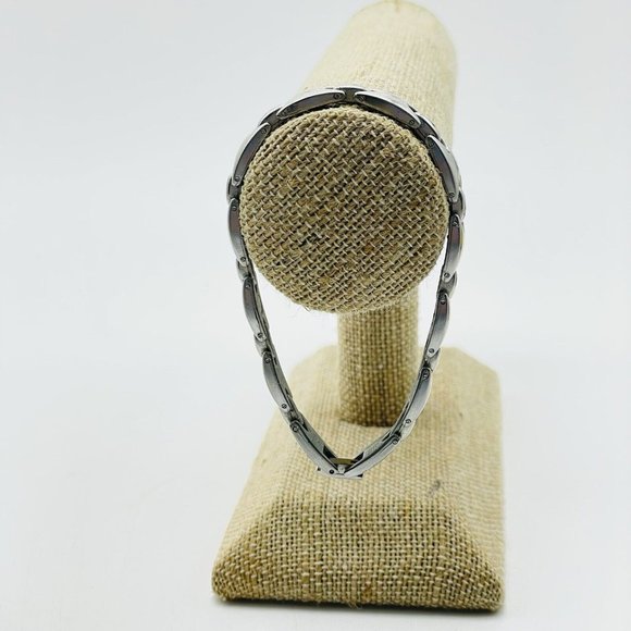 Chunky Link Bracelet Silver Tone Industrial Modernist Classic Career Cosplay - Picture 5 of 6